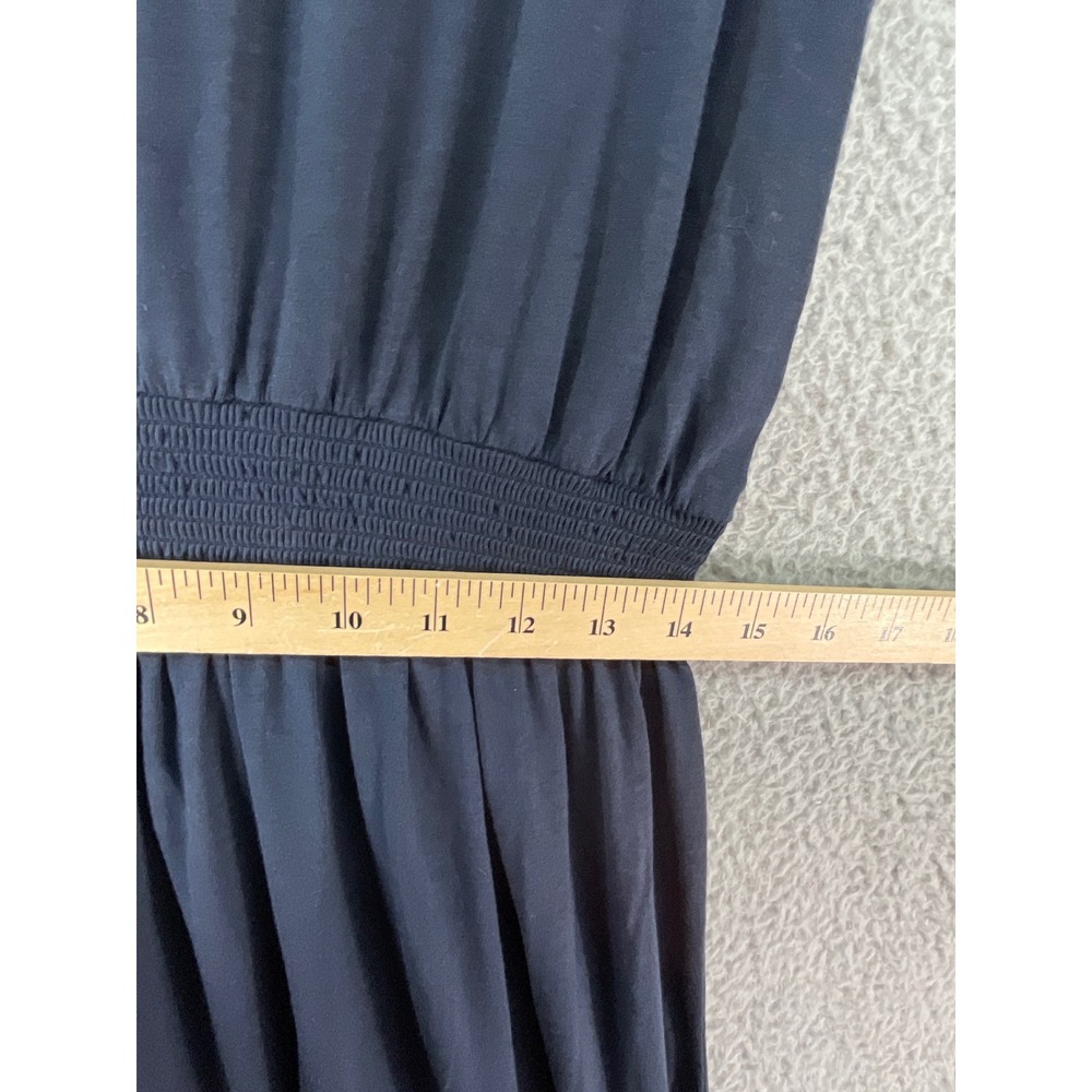 Garnet Hill Maxi Dress Womens Large Blue Smocked Organic Cotton Tencel Lagenlook - Picture 5 of 8